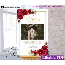 Red Roses Funeral Welcome Sign, Funeral Welcome Poster, (16) Red Roses Funeral Welcome Sign, Funeral Welcome Poster, (16)